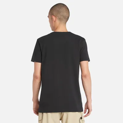 T-shirt Timberland col V manches courtes homme noir coton bio TB0A2BPT001