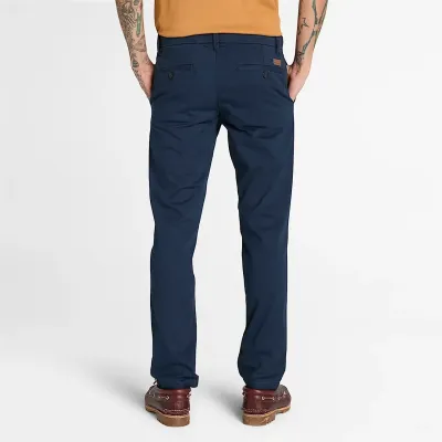 Pantalon chino slim Timberland homme saphir foncé en sergé stretch coton biologique référence TB0A2BYY433