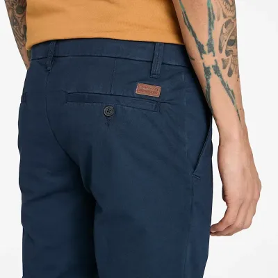 Pantalon chino slim Timberland homme saphir foncé en sergé stretch coton biologique référence TB0A2BYY433