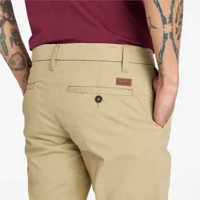 Pantalon chino slim Timberland homme citron poivré en sergé stretch coton biologique référence TB0A2BYYDH4