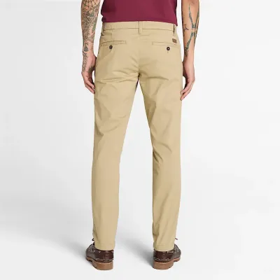 Pantalon chino slim Timberland homme citron poivré en sergé stretch coton biologique référence TB0A2BYYDH4