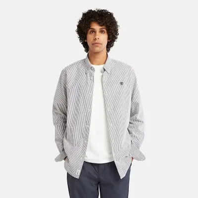 Chemise Timberland homme rayée en seersucker 100 % coton biologique manches longues référence TB0A2DD6B68