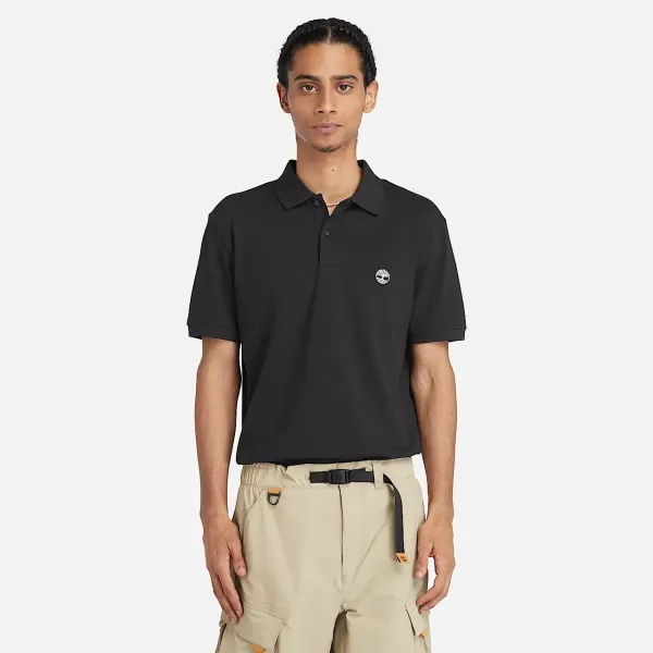 MERRYMEETING RIVER SHORT SLEEVE STRETCH POLO NOIR