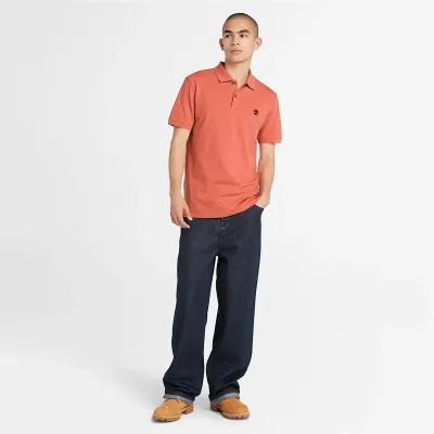 Polo Timberland homme sienne brûlée manches courtes en coton biologique référence TB0A2DJEEI4