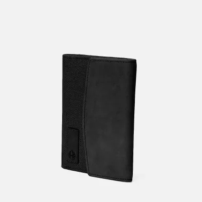 Portefeuille Timberland noir homme en cuir de vachette et toile de coton avec protection RFID référence TB0A2MTG001