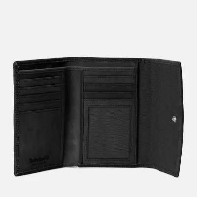 Portefeuille Timberland noir homme en cuir de vachette et toile de coton avec protection RFID référence TB0A2MTG001