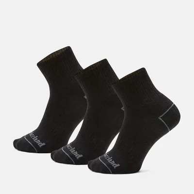Lot de 3 paires de chaussettes Timberland Bowden noires rembourrées avec soutien de la voûte plantaire référence TB0A2PU2001