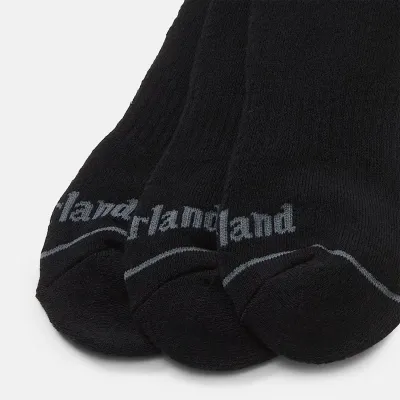 Lot de 3 paires de chaussettes Timberland Bowden noires rembourrées avec soutien de la voûte plantaire référence TB0A2PU2001