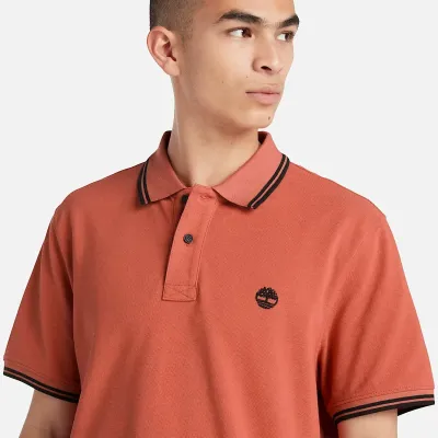 Polo Timberland Millers River homme terracotta en coton biologique avec col contrasté et logo brodé poitrine TB0A5W4YEI4