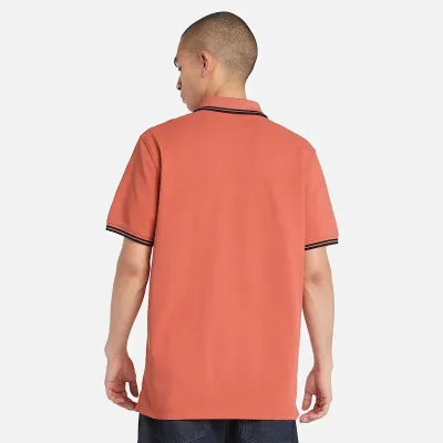 Polo Timberland Millers River homme terracotta en coton biologique avec col contrasté et logo brodé poitrine TB0A5W4YEI4