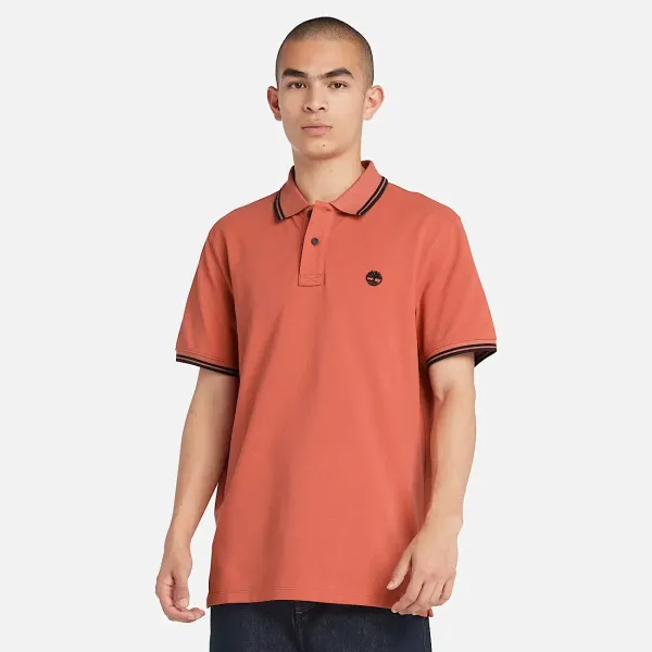 MILLERS RIVER TIPPED PIQUE SHORT SLEEVE POLO CORAIL