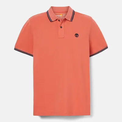 Polo Timberland Millers River homme terracotta en coton biologique avec col contrasté et logo brodé poitrine TB0A5W4YEI4