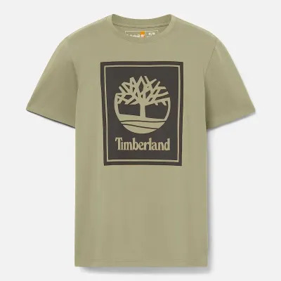 T-shirt Timberland Stack Logo homme coloris Cassel Earth avec grand logo noir imprimé sur la poitrine référence TB0A5WQQCN8