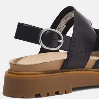 Sandales Timberland Clairemont Way femme en cuir noir premium avec brides croisées et semelle OrthoLite référence TB0A61TRW02