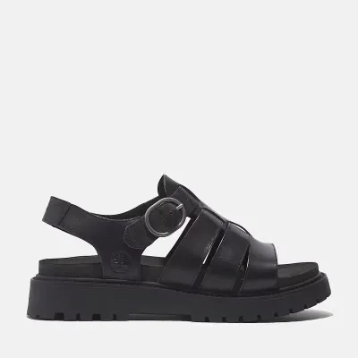 Sandales Timberland Clairemont Way Fisherman femme en cuir premium noir avec boucle réglable et semelle OrthoLite TB0A635VW02