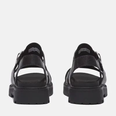 Sandales Timberland Clairemont Way Fisherman femme en cuir premium noir avec boucle réglable et semelle OrthoLite TB0A635VW02
