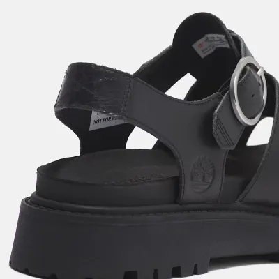 Sandales Timberland Clairemont Way Fisherman femme en cuir premium noir avec boucle réglable et semelle OrthoLite TB0A635VW02