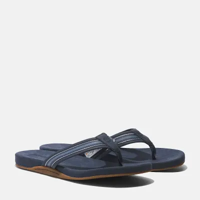 Tongs Timberland Seaton Bay homme bleu marine en cuir premium et polyester recyclé avec semelle à mémoire de forme TB0A66KSL79