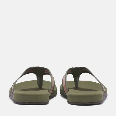 Tongs Timberland Seaton Bay homme vert olive avec bride textile rayée et semelle à mémoire de forme référence TB0A66MDL95