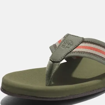 Tongs Timberland Seaton Bay homme vert olive avec bride textile rayée et semelle à mémoire de forme référence TB0A66MDL95