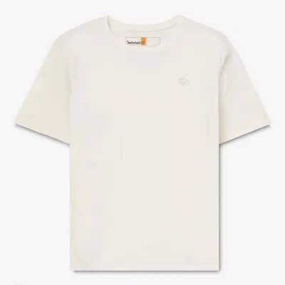 T-shirt Timberland Dunstan femme Vintage Off White en coton biologique avec logo arbre brodé référence TB0A6ATECM9