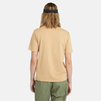 T-shirt Timberland Dunstan femme beige Light Wheat Boot en coton biologique avec logo arbre brodé référence TB0A6ATEEH3