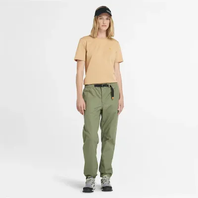 T-shirt Timberland Dunstan femme beige Light Wheat Boot en coton biologique avec logo arbre brodé référence TB0A6ATEEH3