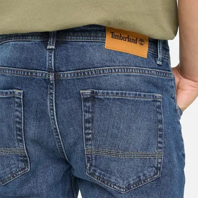 Jean Timberland homme bleu coupe slim stretch en coton biologique avec cinq poches référence TB0A6CQ2A11