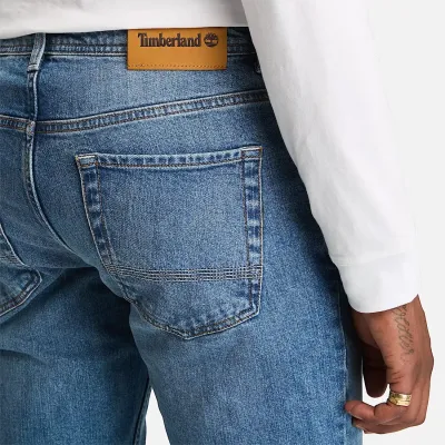 Jean Timberland homme bleu clair coupe slim stretch en coton biologique avec cinq poches référence TB0A6CQ2BQ8