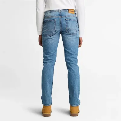 Jean Timberland homme bleu clair coupe slim stretch en coton biologique avec cinq poches référence TB0A6CQ2BQ8