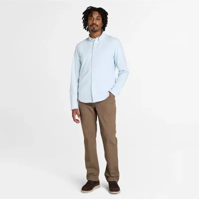 Chemise Oxford Timberland homme bleu ciel en coton avec col boutonné et coupe slim référence TB0A6GPNB02