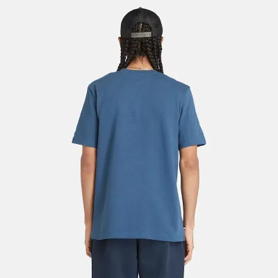 T-shirt Timberland Established 1973 homme bleu Dark Denim en coton biologique avec logo brodé référence TB0A6SE1288
