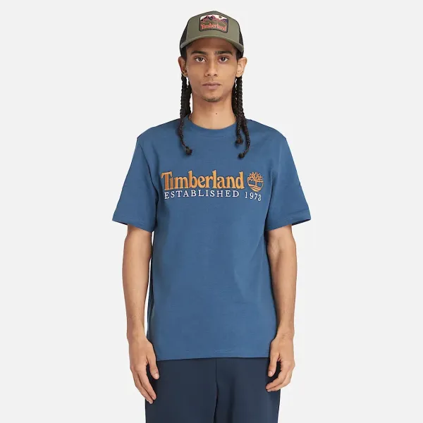 ESTABLISHED 1973 EMBROIDERY LOGO TEE BLEU MARINE