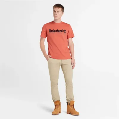 T-shirt Timberland Established 1973 homme orange Burnt Sienna en coton biologique avec logo brodé référence TB0A6SE1EI4