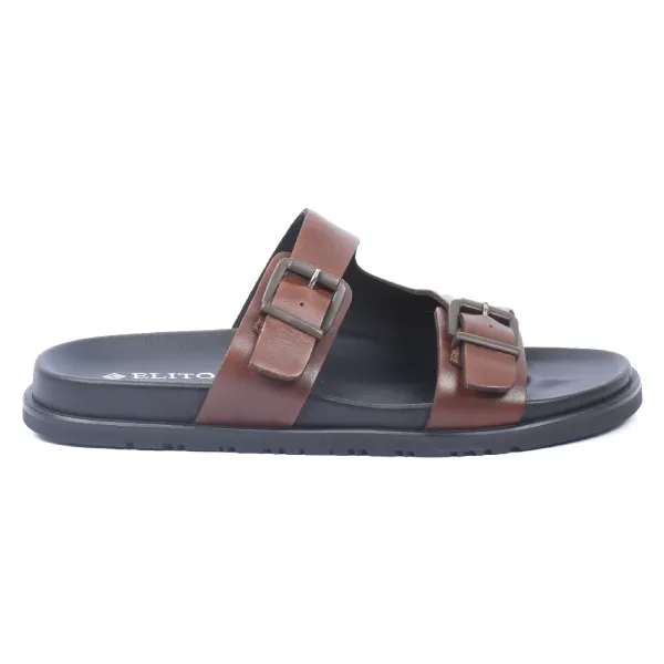 MULES HOMME EN CUIR MARRON