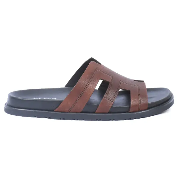 MULES HOMME EN CUIR MARRON