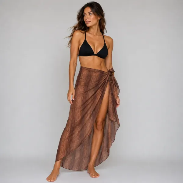 PARÉO FEMME IMPRIMÉ SERPENT MARRON