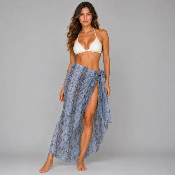 PARÉO FEMME IMPRIMÉ SERPENT GRIS CLAIR