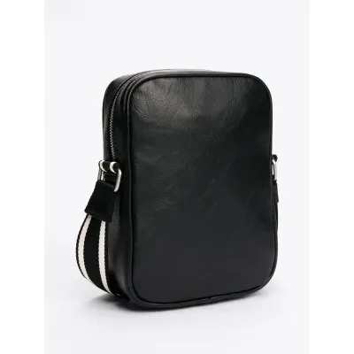 Sac bandoulière homme Tommy Jeans City College Reporter Noir AM0AM12898-BDS avec finition texturée, bandoulière réglable