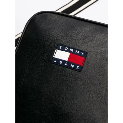 Sac bandoulière homme Tommy Jeans City College Reporter Noir AM0AM12898-BDS avec finition texturée, bandoulière réglable