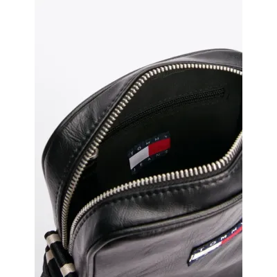 Sac bandoulière homme Tommy Jeans City College Reporter Noir AM0AM12898-BDS avec finition texturée, bandoulière réglable