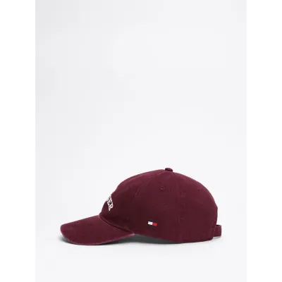 Casquette unisexe Tommy Hilfiger Monotype Soft Wash Bordeaux AM0AM13003-V18 en coton lavé avec logo Monotype brodé ton sur ton