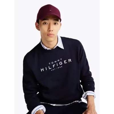 Casquette unisexe Tommy Hilfiger Hilfiger Flag Six-Panel Baseball Cap Bordeaux AM0AM13008-V18 en coton