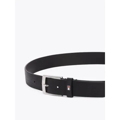 Ceinture homme Tommy Hilfiger ADAN HERRINGBONE 3.5 Leather Belt noire AM0AM13015-BDS en cuir véritable