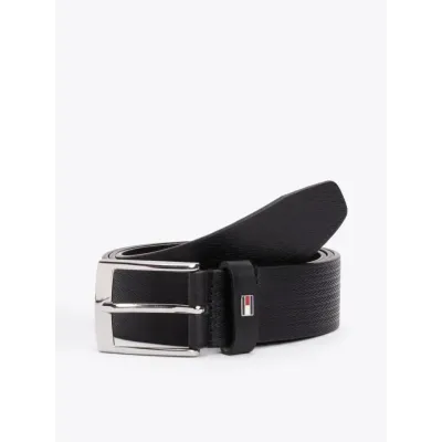 Ceinture homme Tommy Hilfiger ADAN HERRINGBONE 3.5 Leather Belt noire AM0AM13015-BDS en cuir véritable
