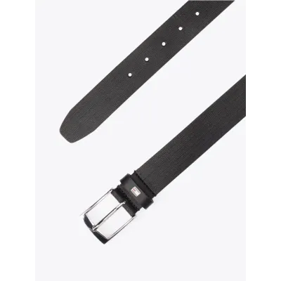 Ceinture homme Tommy Hilfiger ADAN HERRINGBONE 3.5 Leather Belt noire AM0AM13015-BDS en cuir véritable
