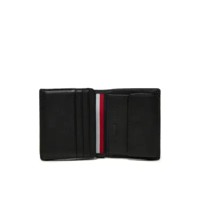 Portefeuille homme Tommy Hilfiger Tommy Logo Leather Bifold Wallet Noir AM0AM13034-BDS en cuir véritable