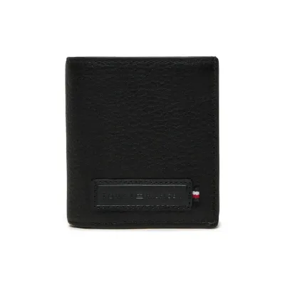 Portefeuille homme Tommy Hilfiger Tommy Logo Leather Bifold Wallet Noir AM0AM13034-BDS en cuir véritable