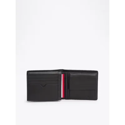 Portefeuille homme Tommy Hilfiger TH Business Leather Coin Pocket Wallet Noir AM0AM13039-BDS en cuir véritable