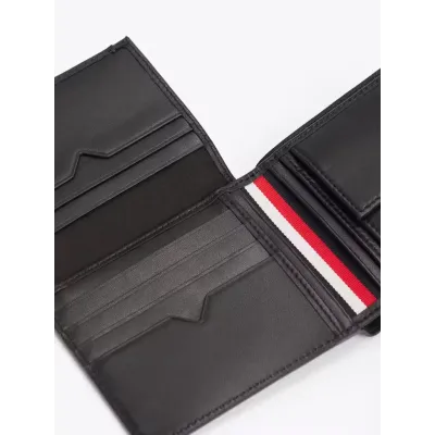 Portefeuille homme Tommy Hilfiger TH Business Leather Coin Pocket Wallet Noir AM0AM13039-BDS en cuir véritable